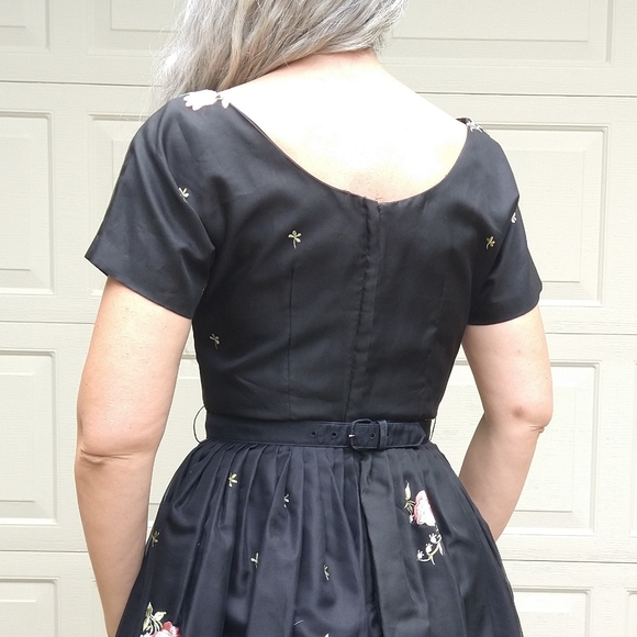 1950's EMBROIDERED ORGANZA DRESS 50's S - Picture 14 of 15